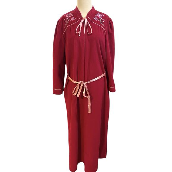 Sears At Home Wear Fleece Zip Up Robe Housedress Womens Size 16/18